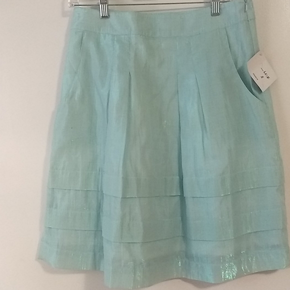 Spanner Aqua Metallic Cotton Pleated Skirt - Picture 2 of 11